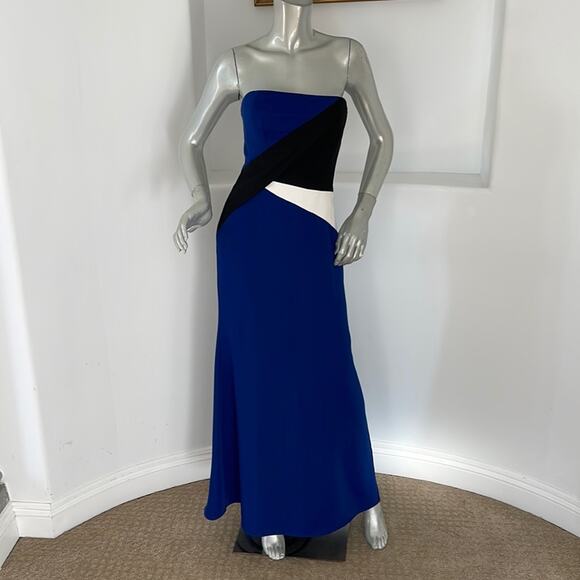 Bcbgmaxazria Audrianna Strapless Color Block Maxi Dress Size 2 - Picture 5 of 14